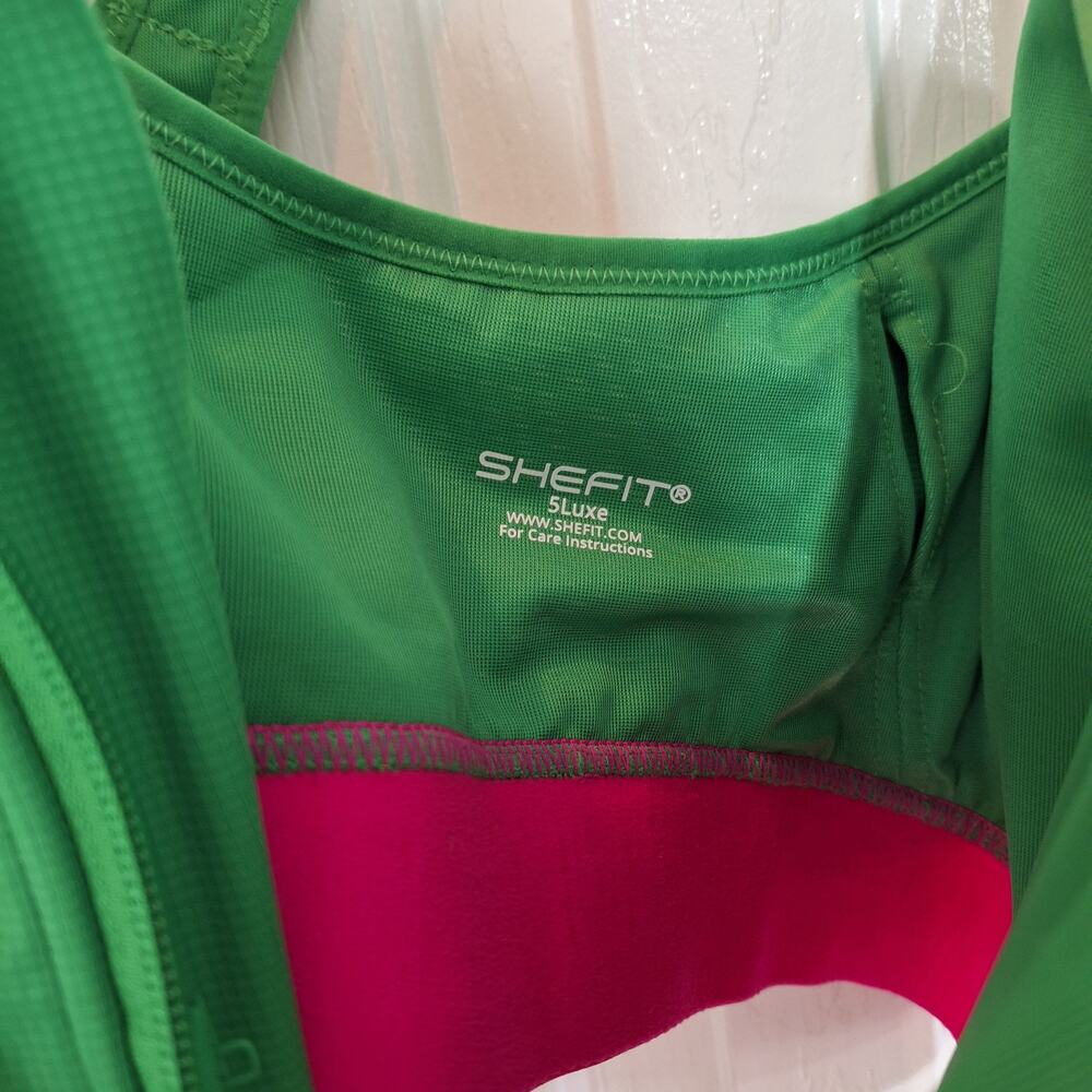 Shefit 5Luxe high impact adjustable Ultimate Sports Bra green hot pink athletic - Picture 6 of 7